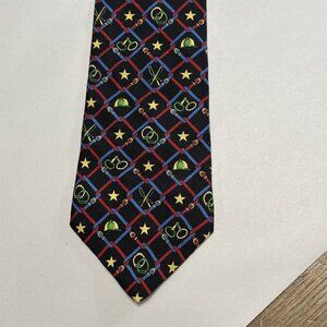 Vintage Tommy Hilfiger Equestrian Necktie Mens Italian Silk Blue